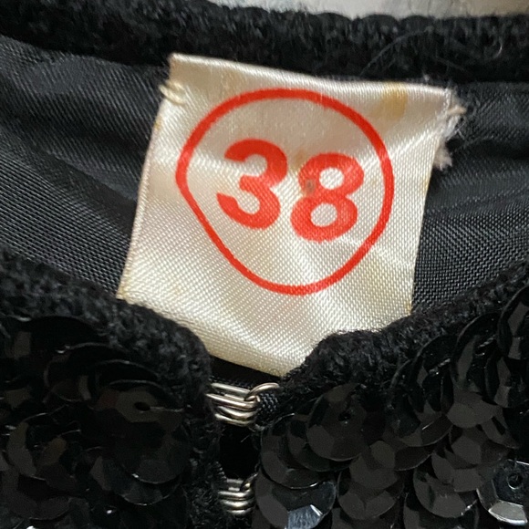 VTG 1950’S SHIMMERING Sequin Cardigan Sweater Small MED BLACK Embellished - Picture 14 of 15